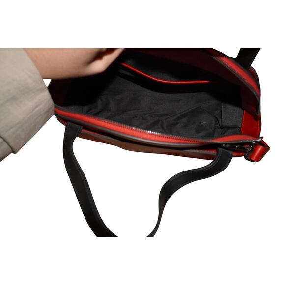 Nicoli Made in Italy Red Genuine Leather Structured Satchel Top Handle Bag - Picture 8 of 10
